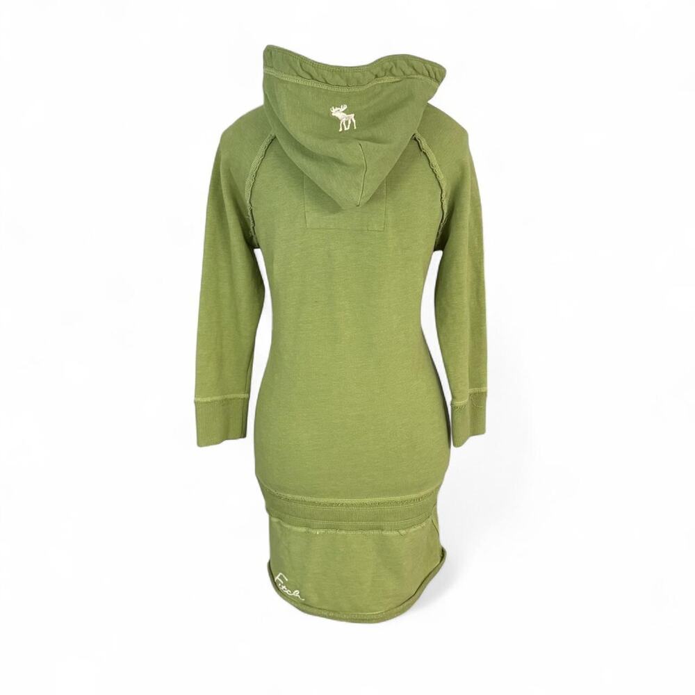 Y2K vintage Abercrombie & Fitch green cotton & hooded mini dress logo size large - Picture 2 of 8